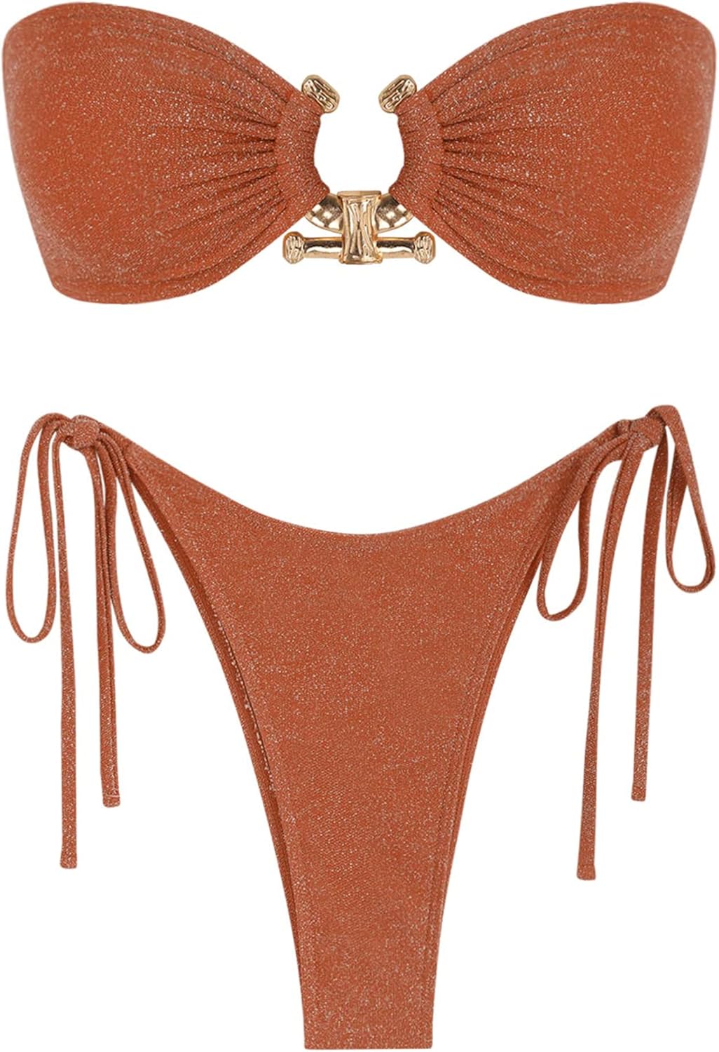 ZAFUL Metal Ring Bandeau Bikini Set for Stylish Beach Days