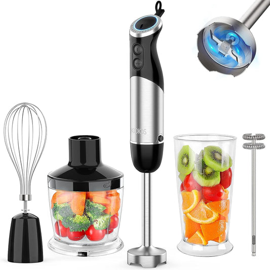 KOIOS 1000W Handheld Blender: 12-Speed Stainless Steel