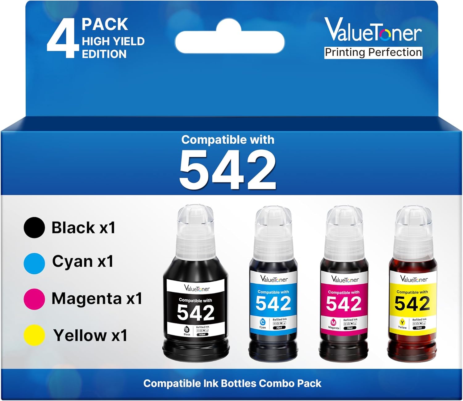 High Capacity Epson 542 Ink Refill Bottles for Ecotank Printers