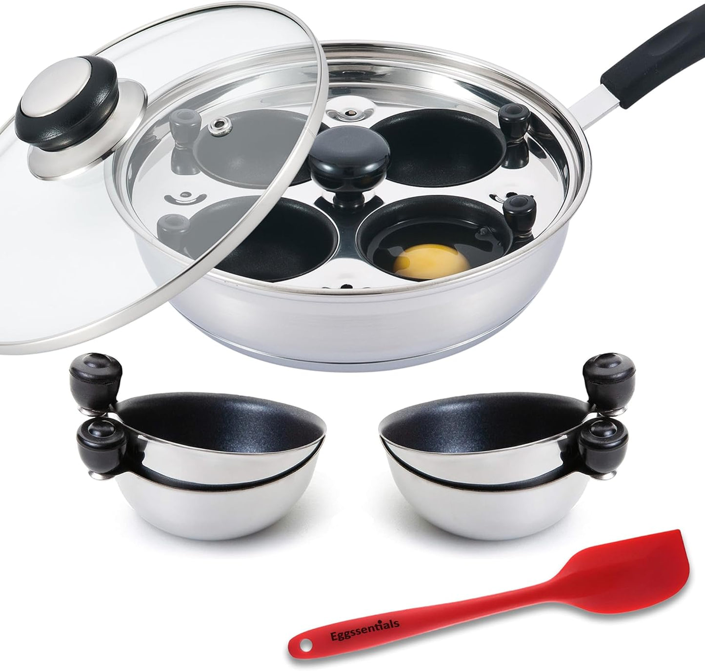 Egg Poacher Pan Nonstick Stainless Steel Cooker for Perfect Eggs