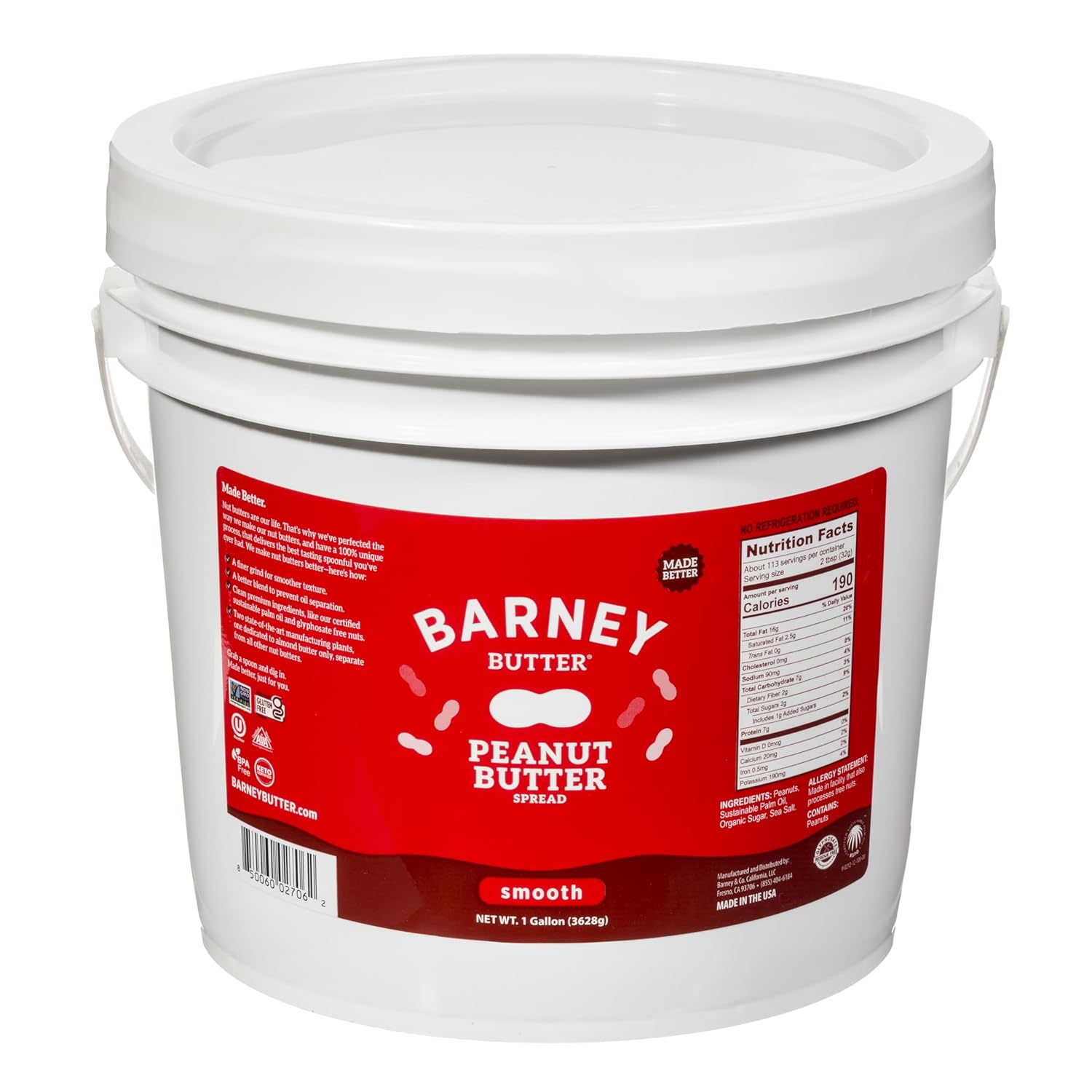 Barney Butter Smooth Peanut Butter - 1 Gallon of Pure Delight