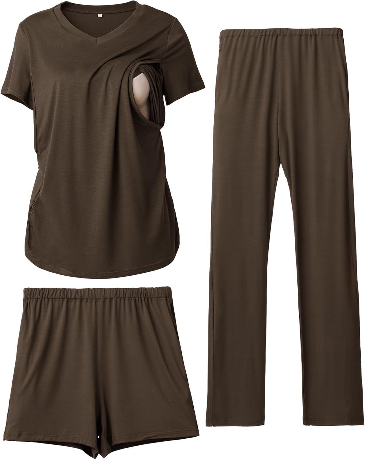 Rnxrbb 3 Piece Women's Maternity Nursing Pajamas Set for Comfort