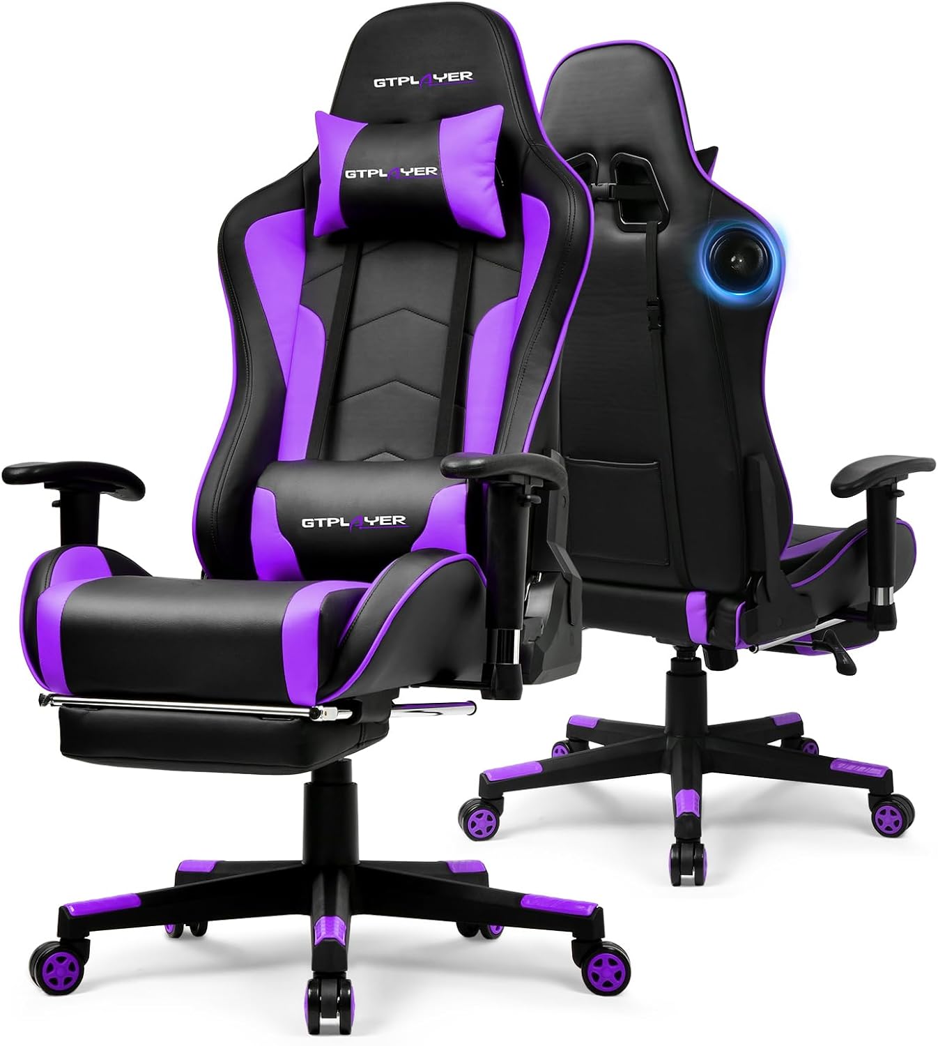 GTPLAYER Gaming Chair with Bluetooth Speakers and Footrest Comfort