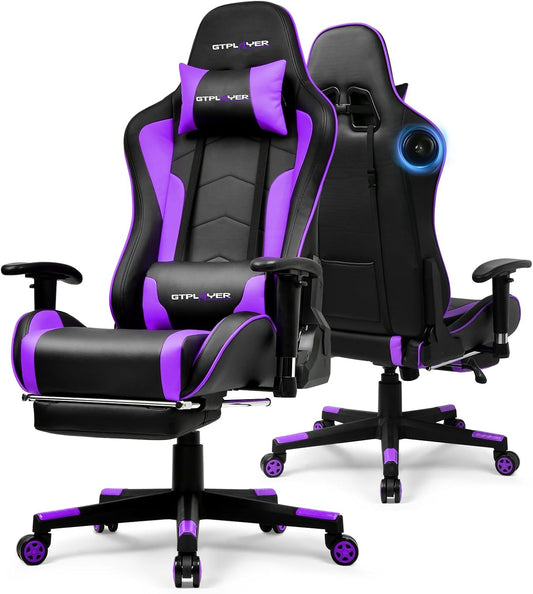 GTPLAYER Gaming Chair with Bluetooth Speakers and Footrest Comfort