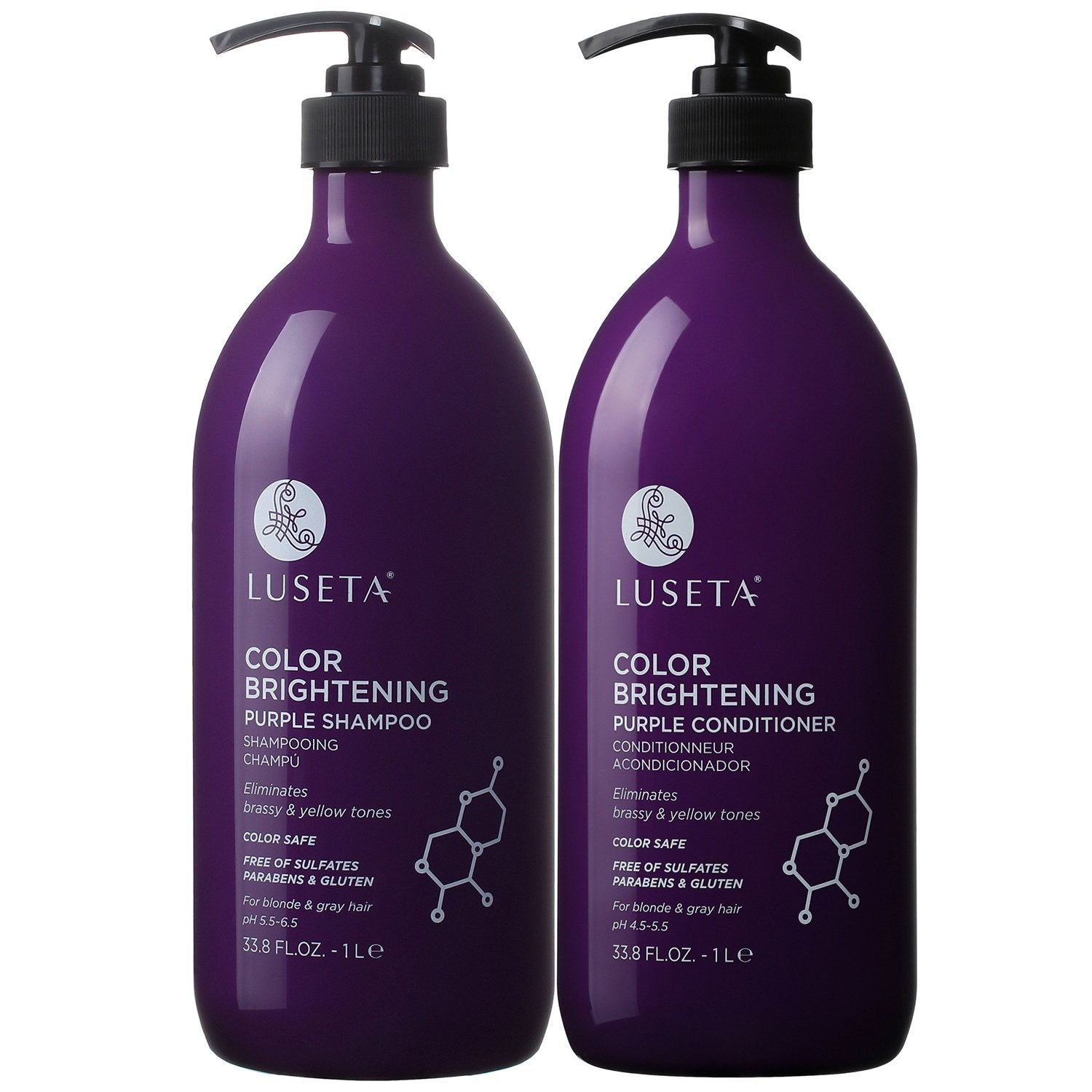 L LUSETA Purple Shampoo Set - Brightens Blonde & Gray Hair