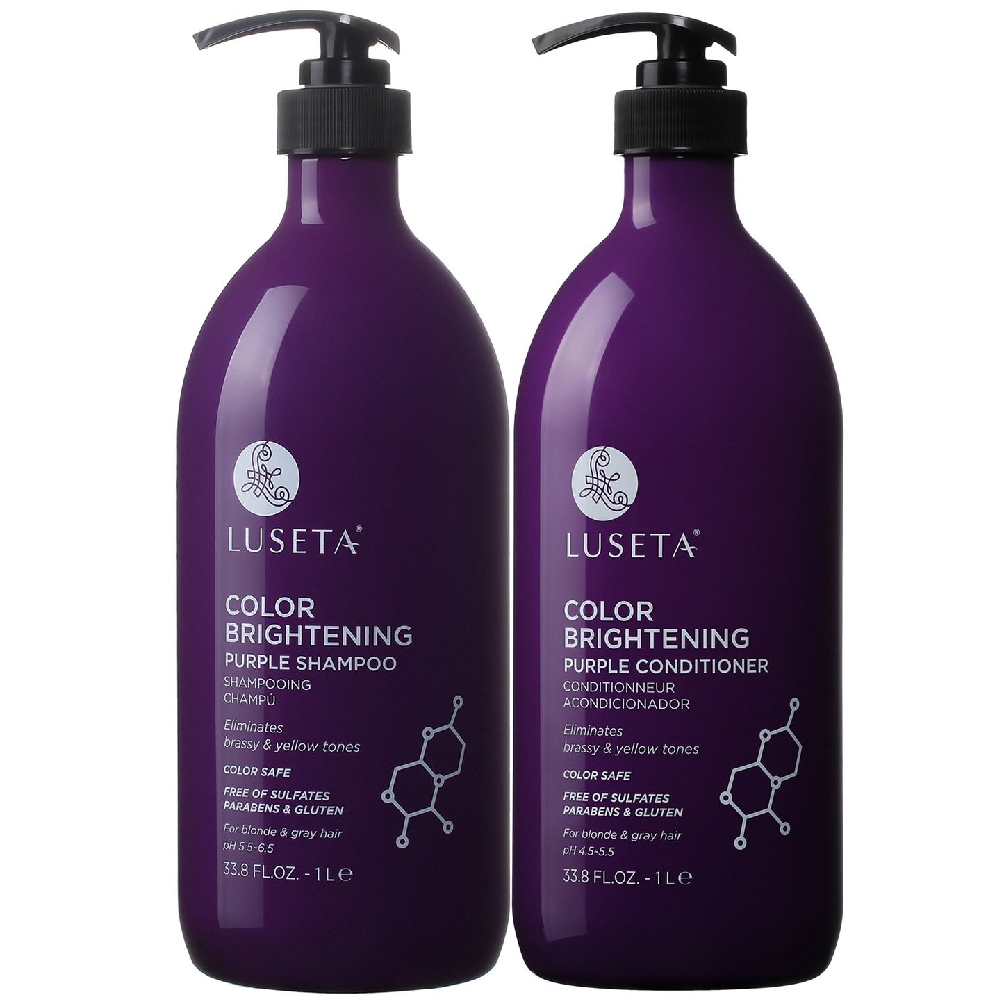 L LUSETA Color Brightening Purple Shampoo & Conditioner Set