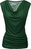 Tank Top for Women Cowl Neck Ruched Sleeveless Top - Flattering Fit