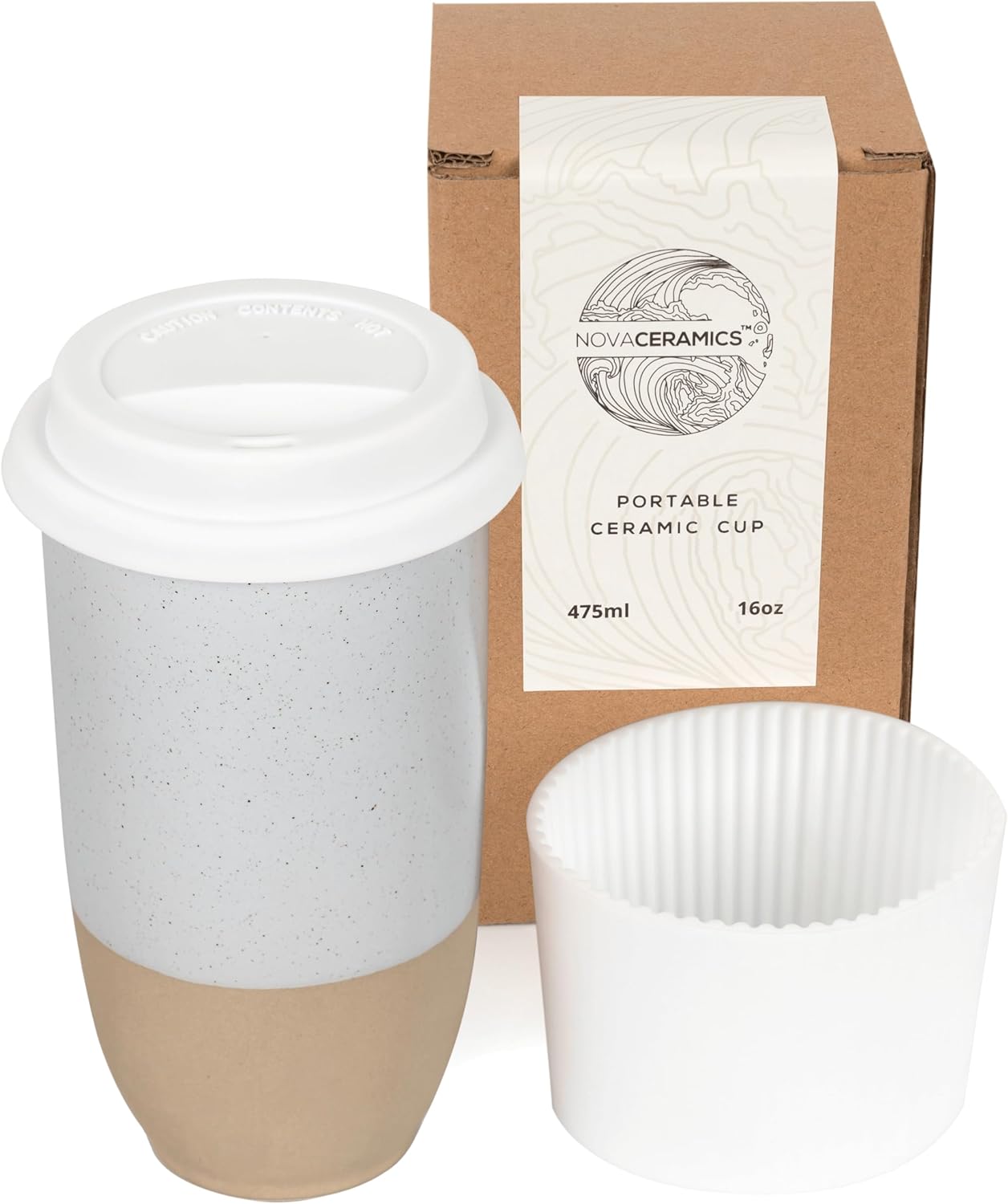 NOVA CERAMICS Travel Mug - Unique Dune Design for Coffee Lovers