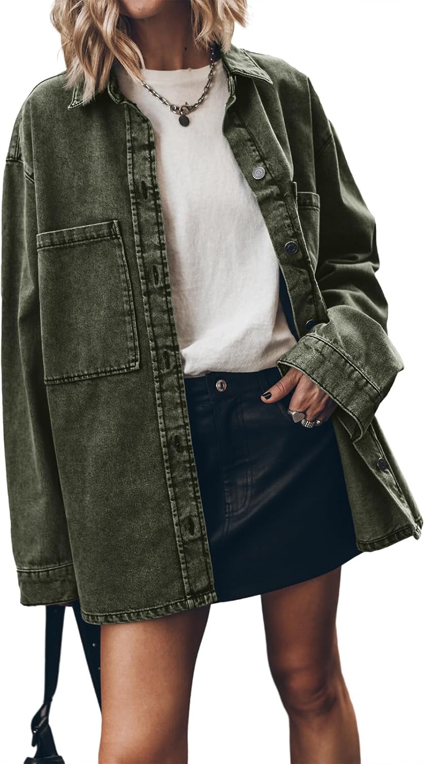 Stylish Oversized Jean Jacket for Women - Trendy Denim Coat