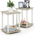 Furinno Simplistic Set of 2 End Table Sonoma Oak/White - Compact