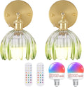 Vintage 5000 mAh Battery Operated Wall Sconce Set of 2 - Green Tulip