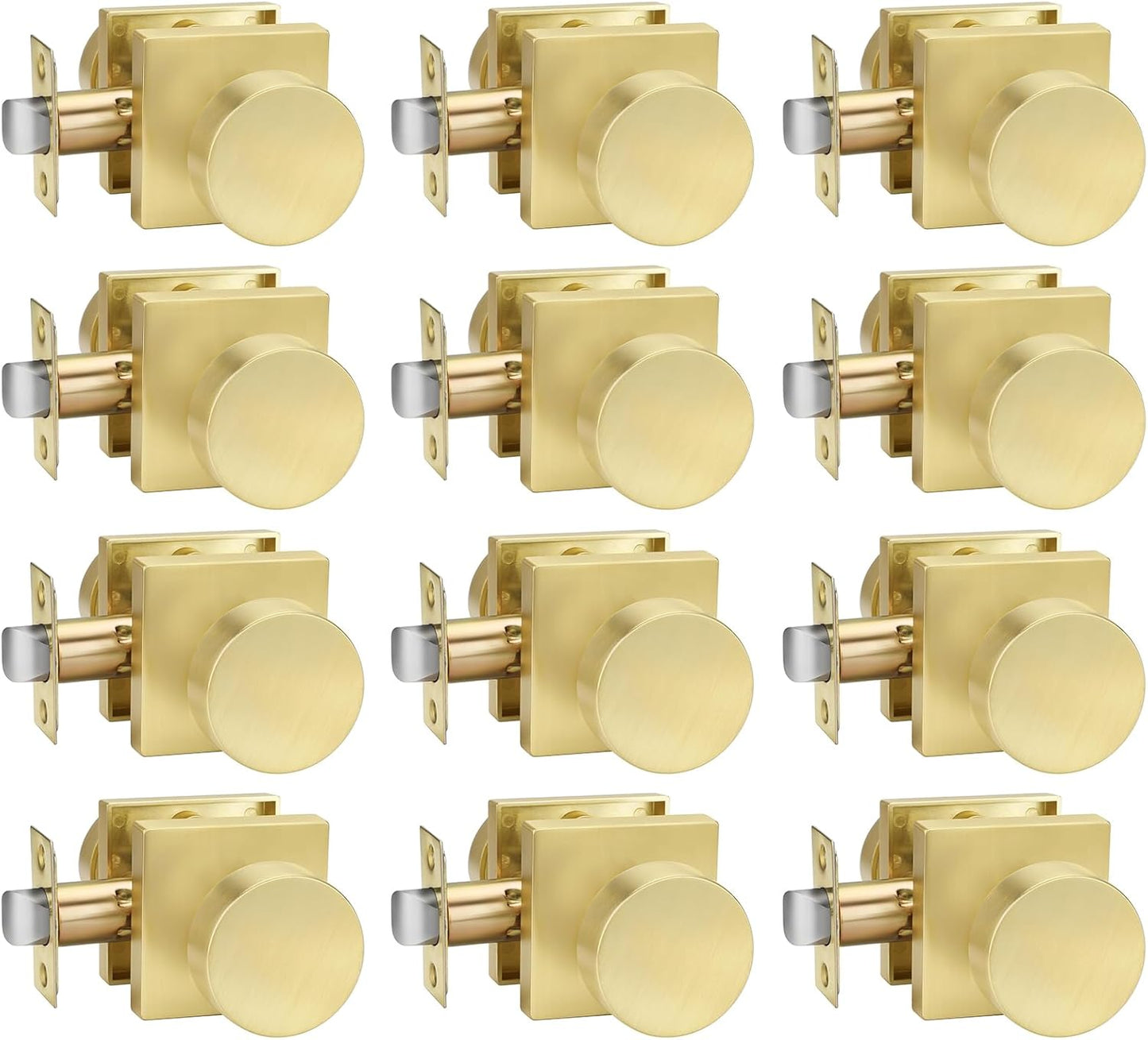 Goldenwarm Passage Door Knobs in Brushed Gold for Modern Homes