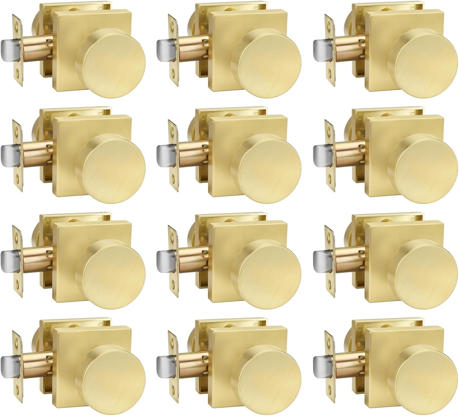 Goldenwarm Passage Door Knobs in Brushed Gold for Modern Homes