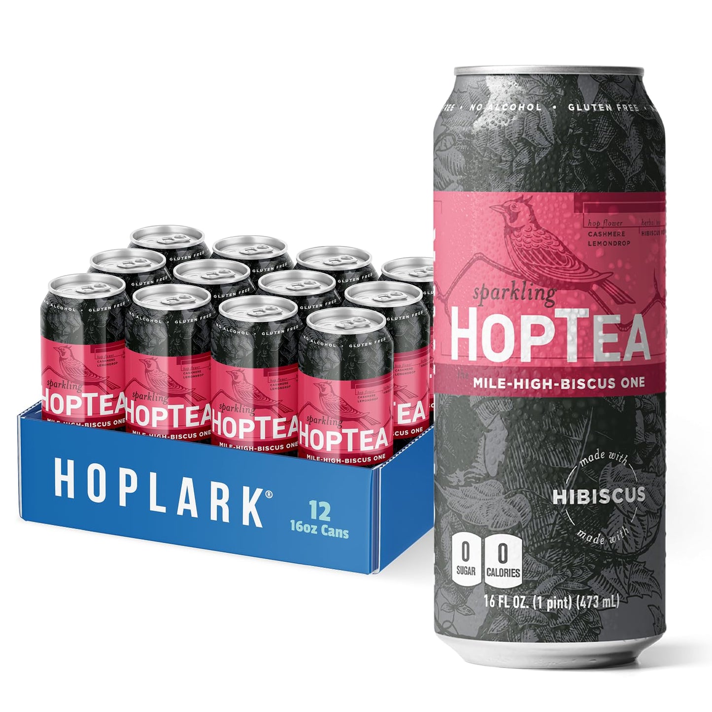 HOPLARK Sparkling HopTea Hibiscus Tea with Lemondrop Hops