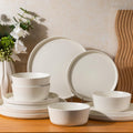AmorArc Ceramic Dinnerware Set for 4 - Matte Cream, Chip Resistant