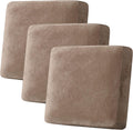Velvet Stretch Couch Cushion Cover 3-Piece Slipcovers - Plush Taupe