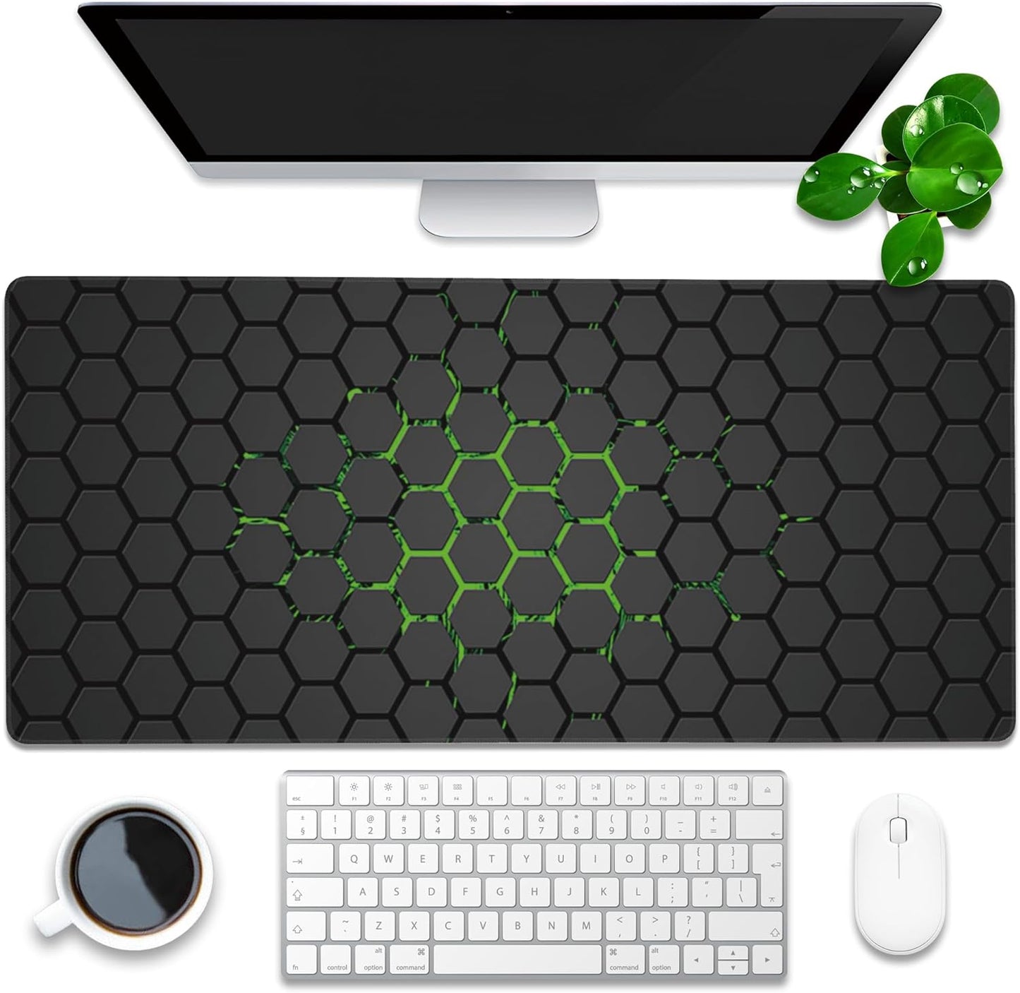 Green Honeycomb Desk Pad - XL Gaming Mouse Pad