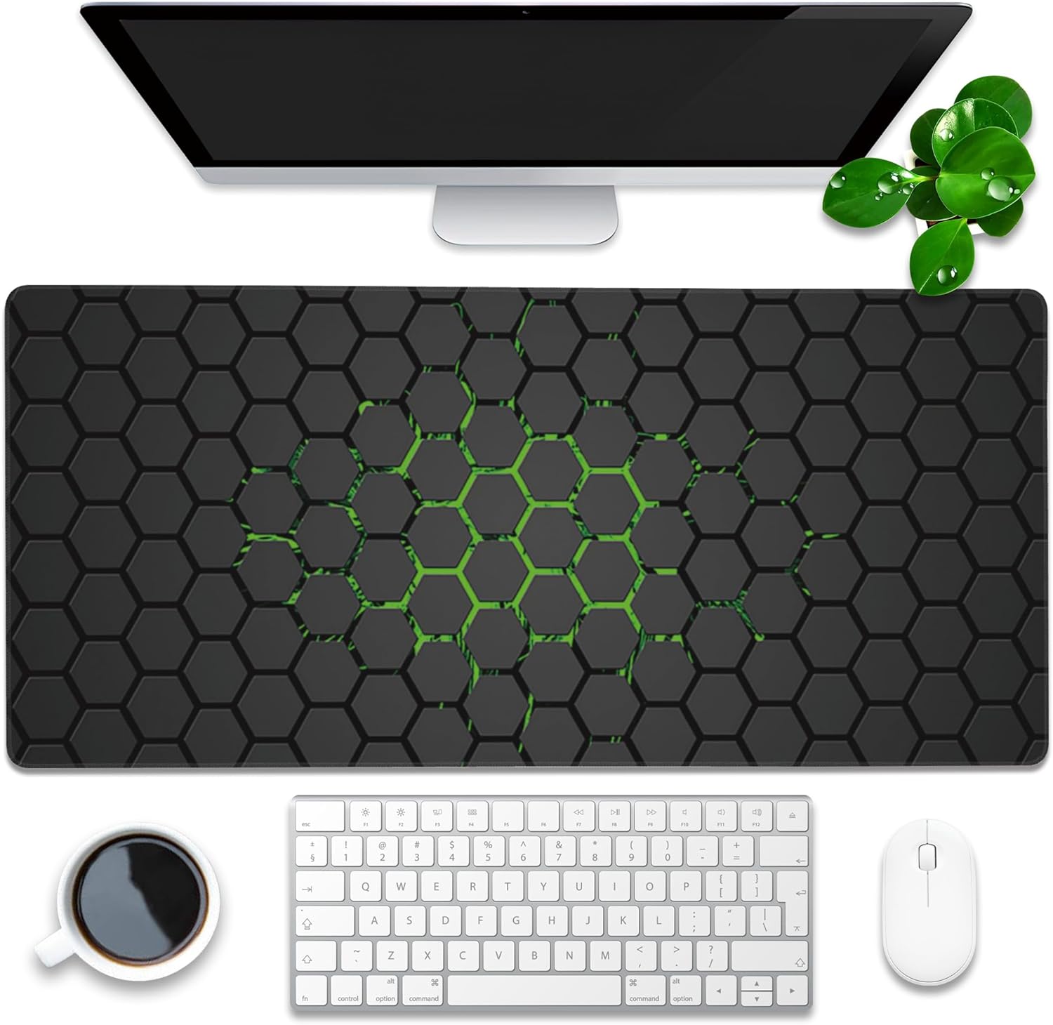 Green Honeycomb Desk Pad - XL Gaming Mouse Pad