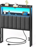 Rolanstar Headboard for Twin Bed with Storage and LED Lighting