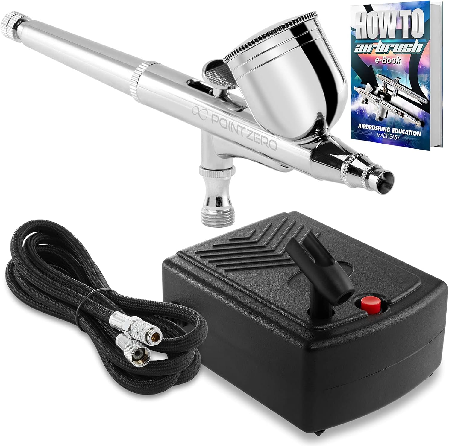 PointZero Dual-Action Airbrush Kit - Precision Mini Compressor