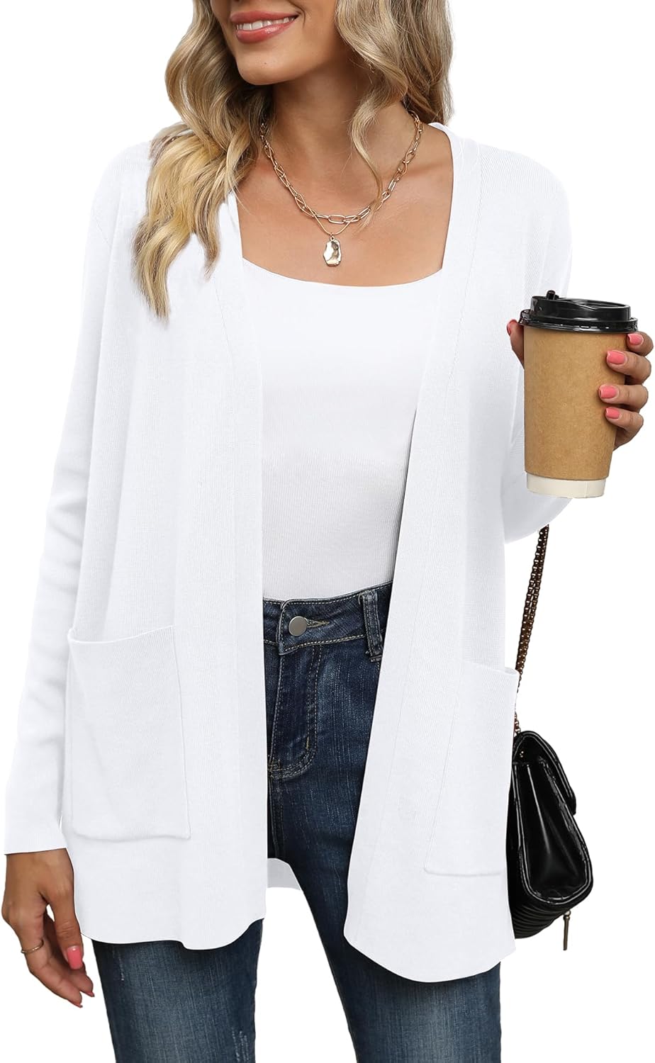 LILBETTER Womens Casual Lightweight Long Sleeve Cardigan Sweater