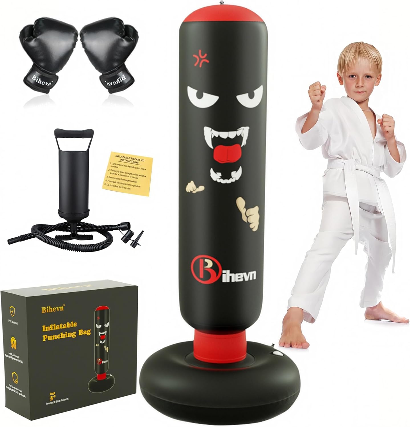 Children's Inflatable Punching Bag Set with Gloves and Pump