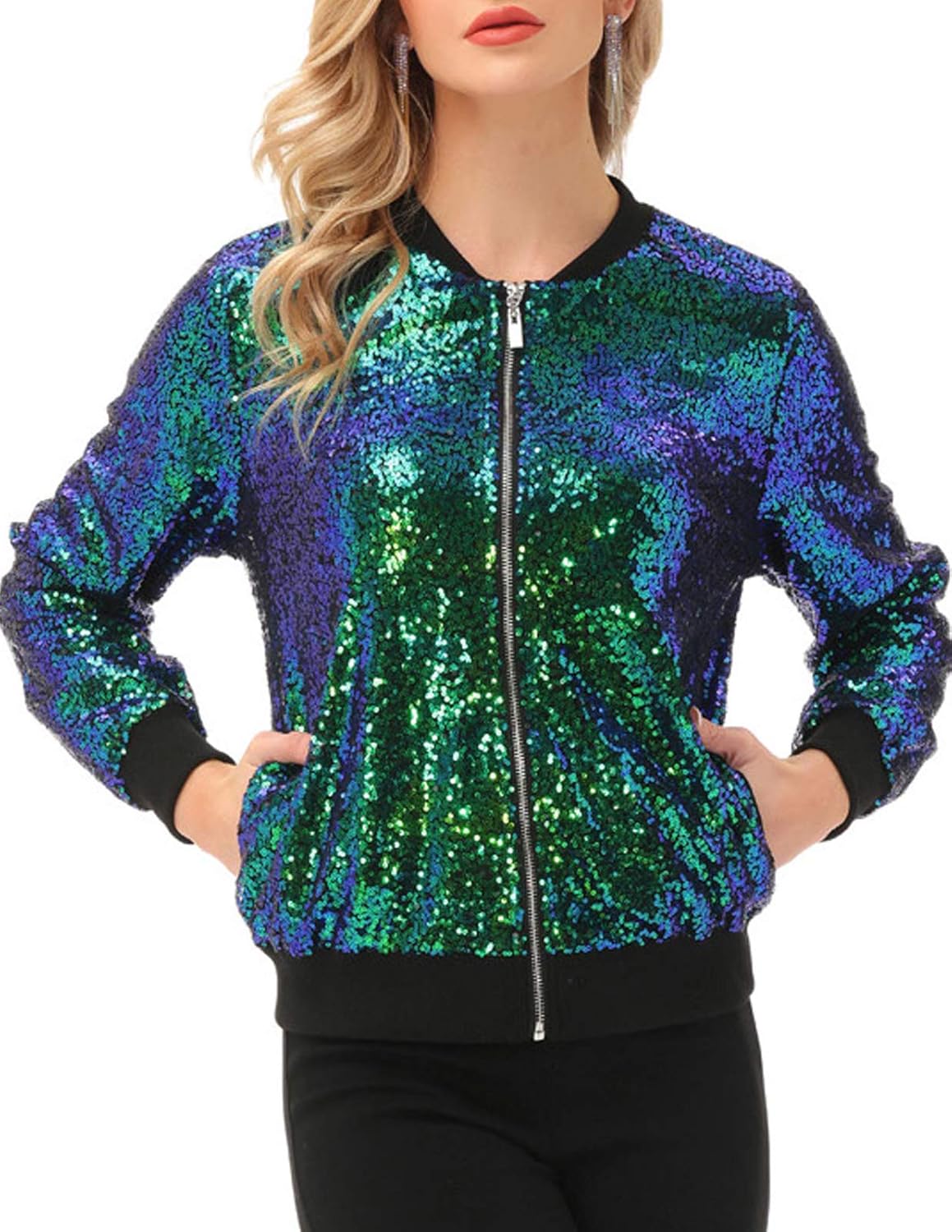 KANCY KOLE Womens Sequin Jacket for Parties and Casual Wear
