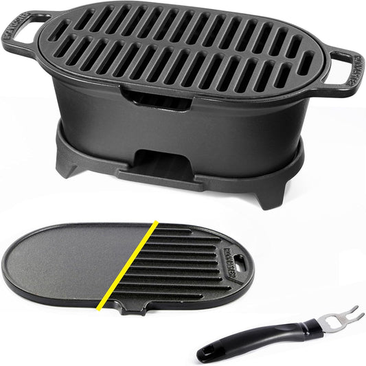 IronMaster Mini 2-In-1 Hibachi Grill for Outdoor Cooking Fun