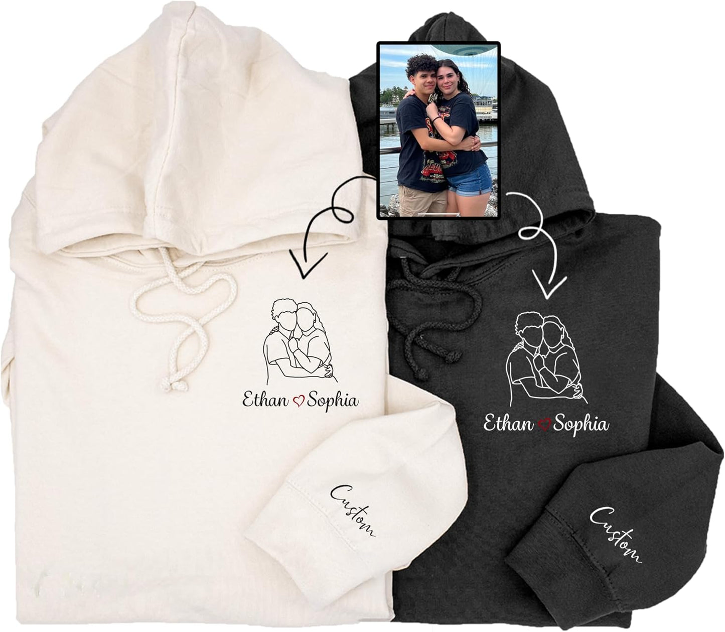 Custom Photo Hoodie for Couples - Perfect Valentine's Gift