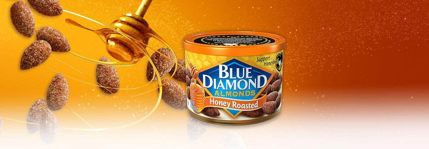 Blue Diamond Honey Roasted Almonds Snack Nuts, 6 Oz Cans Pack