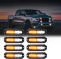 Amber/White LED Strobe Lights Kit - 8pcs 12-LED Emergency Warning