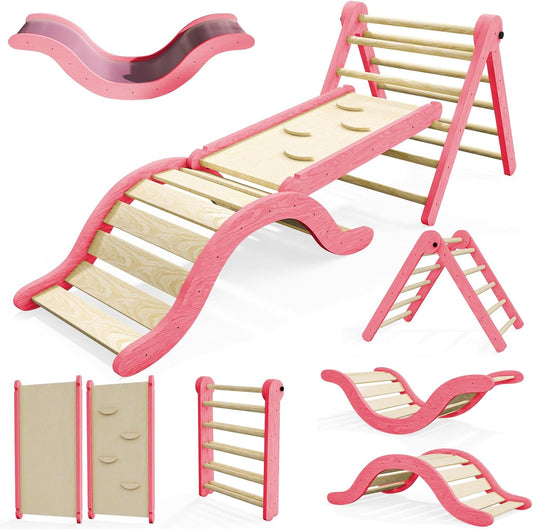 Pikler Triangle Set Climber 5 in 1 for Indoor Toddler Play