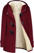 Sherpa Lined Jacket for Women Hooded Fleece Duffle Coat - Warm Comfort