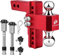 Adjustable Trailer Hitch 14,000 lb GTW - Aluminum 6in Drop/Rise, Red