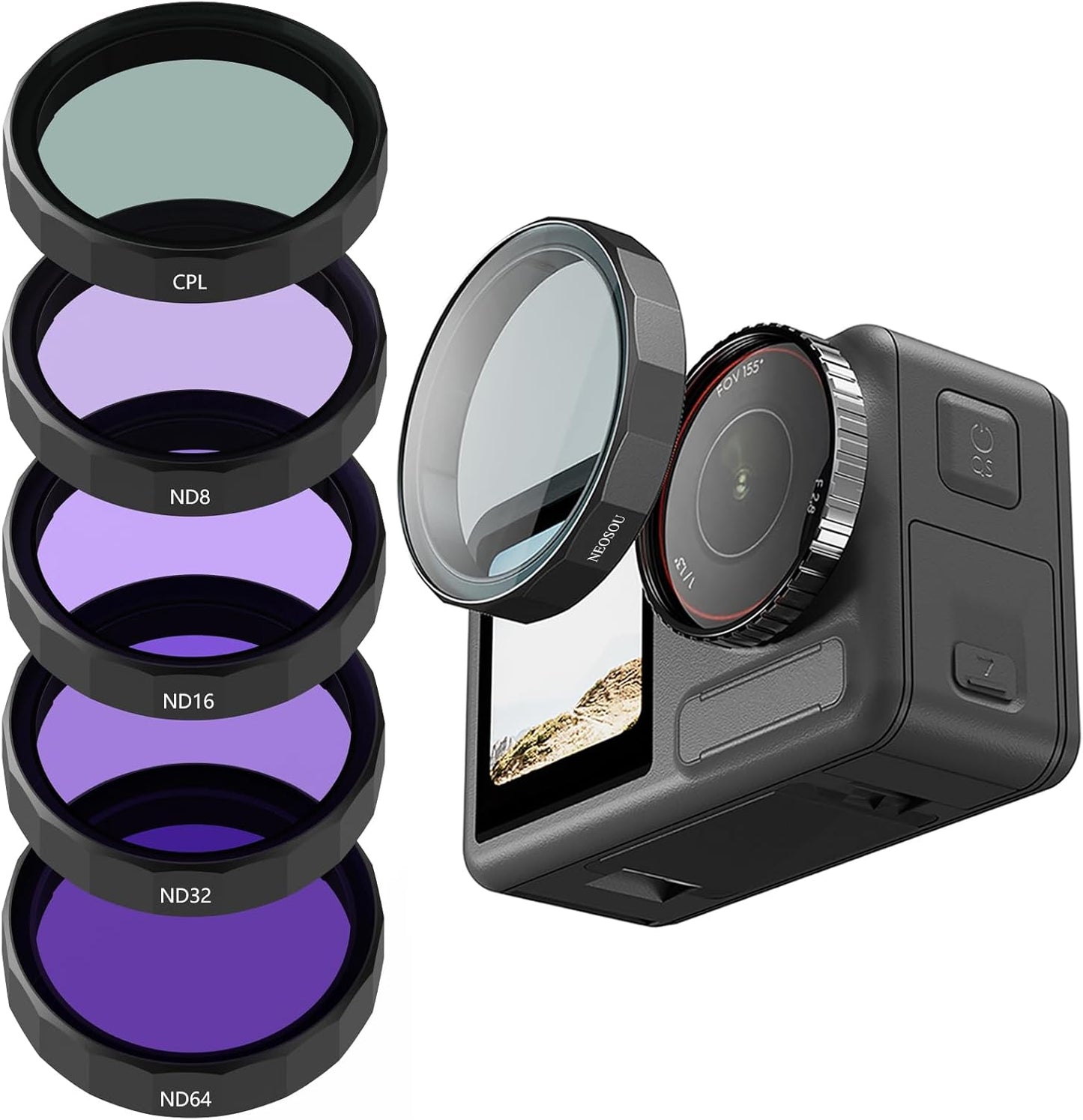 5-Pack Lens Filters Kit for Osmo Action 5 Pro Accessories