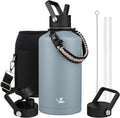 Insulated Water Bottle with Straw 87 oz - Large 3-Lid Jug for All-Day