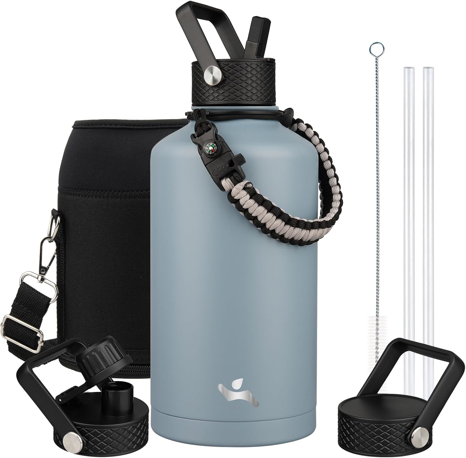 Insulated Water Bottle with Straw - 87 oz Double Wall Flask