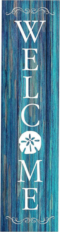 Blue Coastal Welcome Sign For Front Door - Durable 2 ft Porch Decor