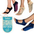 Tucketts Toeless Pilates Socks with Grips for Women - Stable, Barefoot