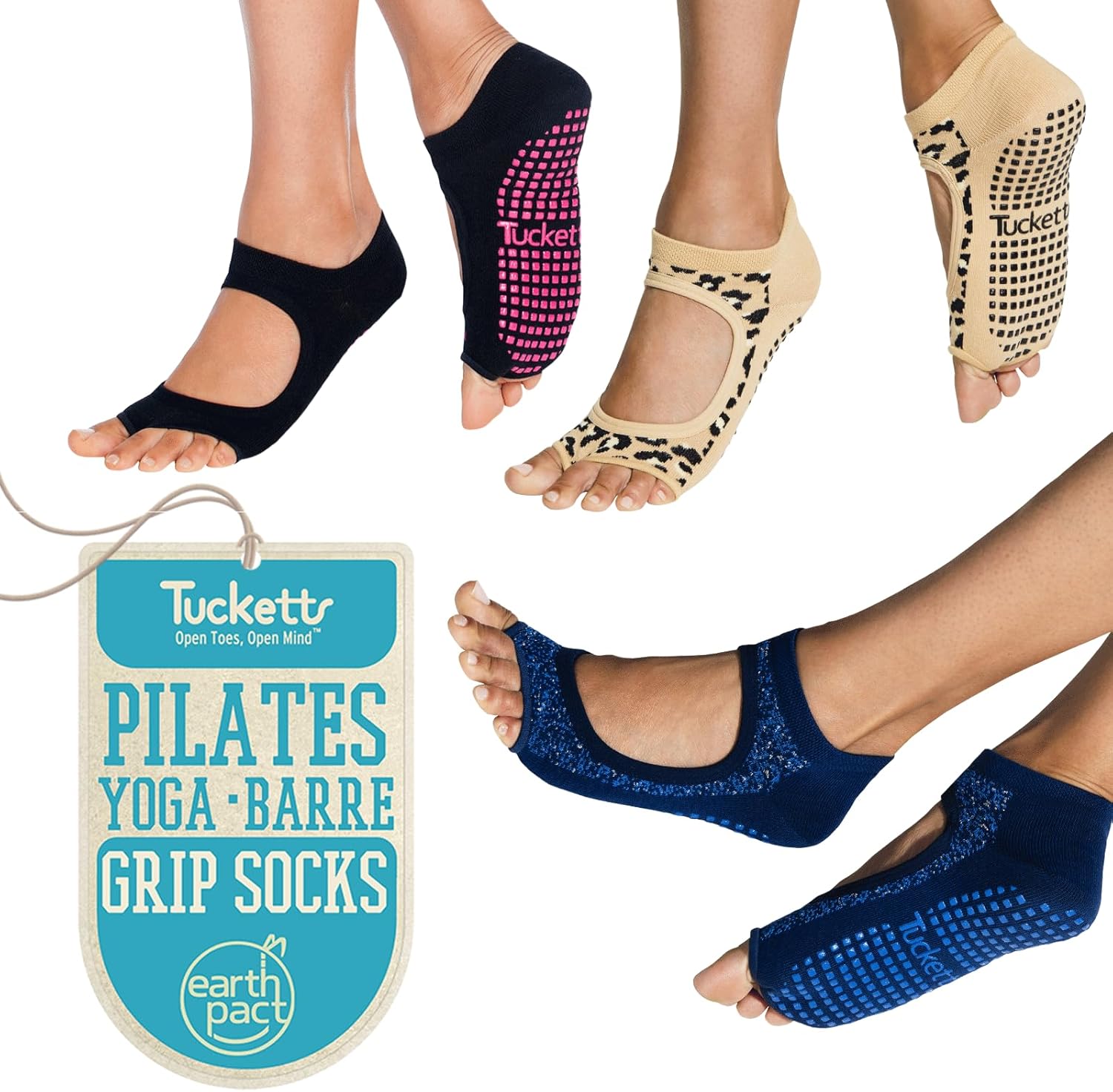 Tucketts Toeless Pilates Socks for Women with Grips and Style