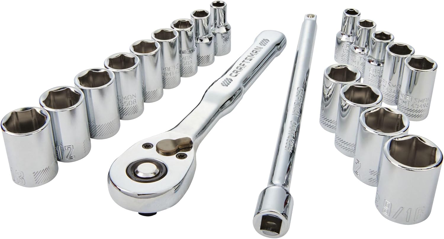 CRAFTSMAN Mechanics Tool Set with Low Profile Ratchet and Sockets