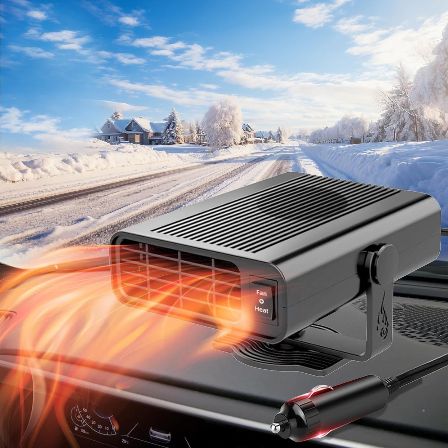 Portable 200W Car Heater - Defrost & Defog Fast!