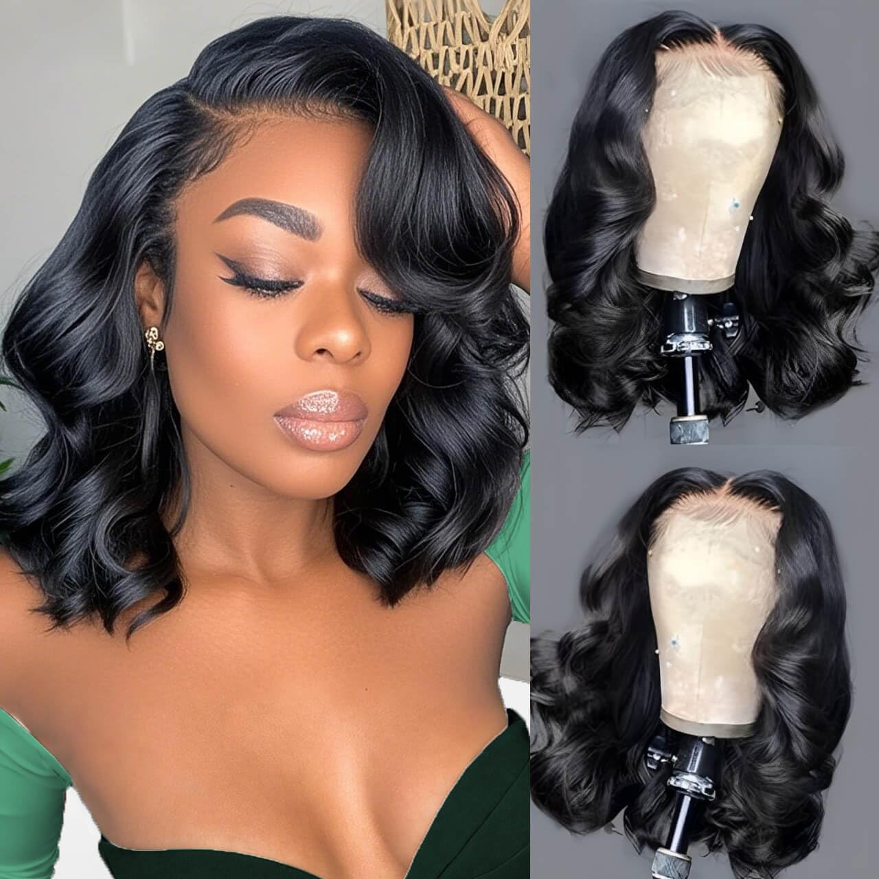 Wear and Go Glueless Bob Wig Human Hair Body Wave 12 inch Style