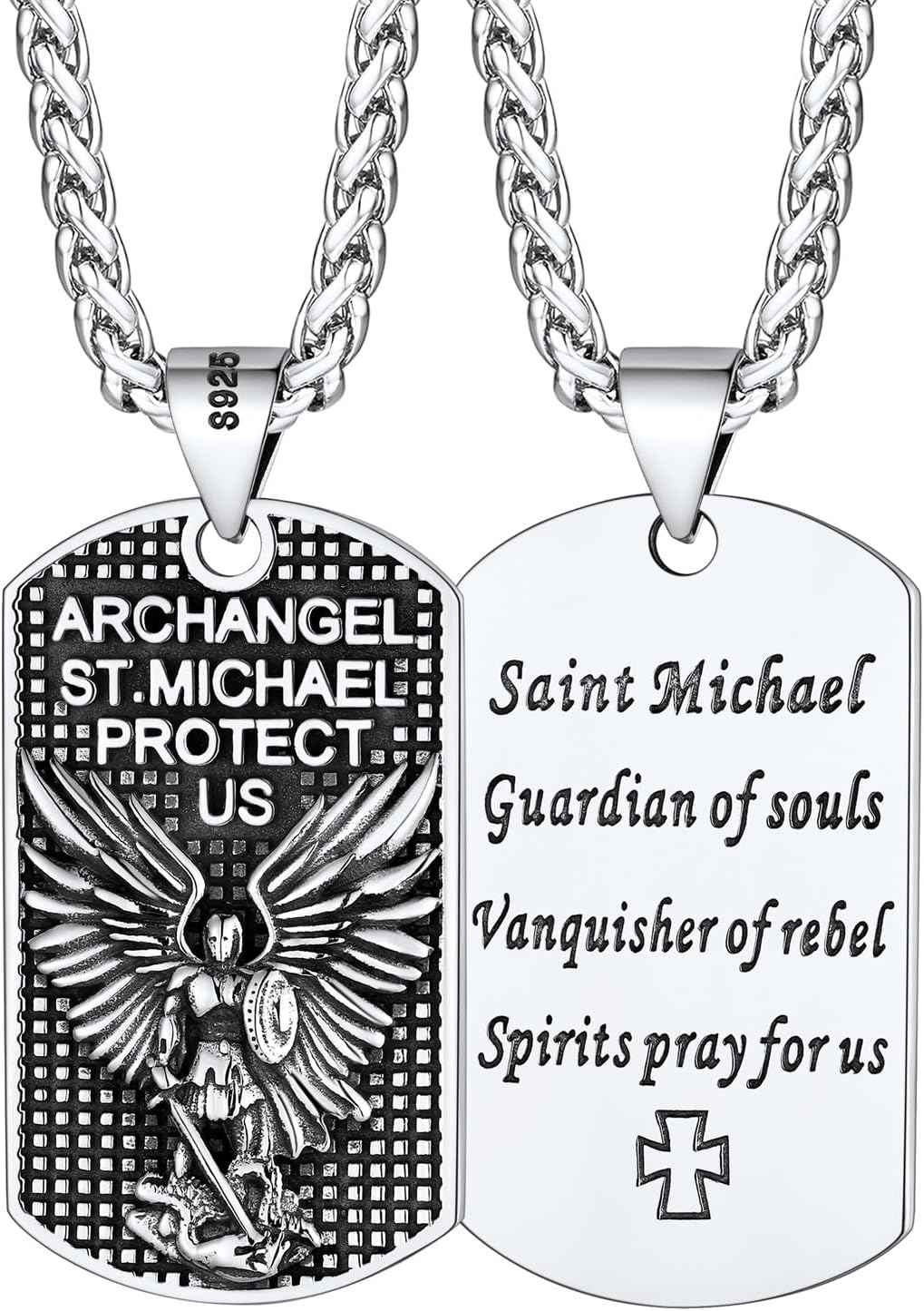 Saint Michael Necklace in Stainless Steel and Gold Plated Design