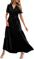MASCOMODA Womens Swiss Dot Maxi Wrap Dress - Flowy Summer Fit