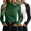3 Pack Women's Mock Turtleneck Long Sleeve Tops - Slim Fitted Layering
