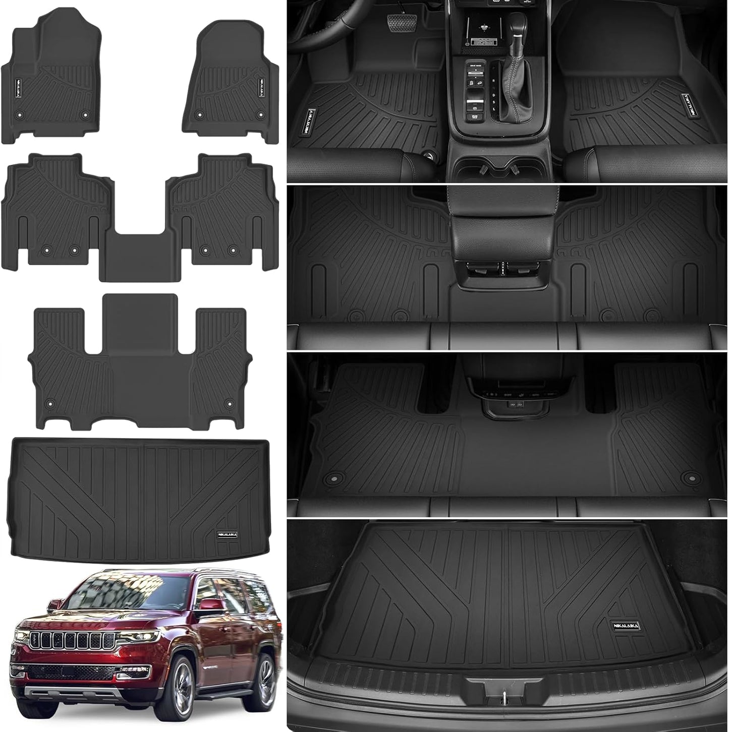 NIKALAIKA Floor Mats & Cargo Liner for 2022-2025 Jeep Wagoneer