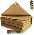 FoundGo 16x20ft Canvas Tarp 22 Mil 14oz Heavy-Duty Tan - Durable Cover