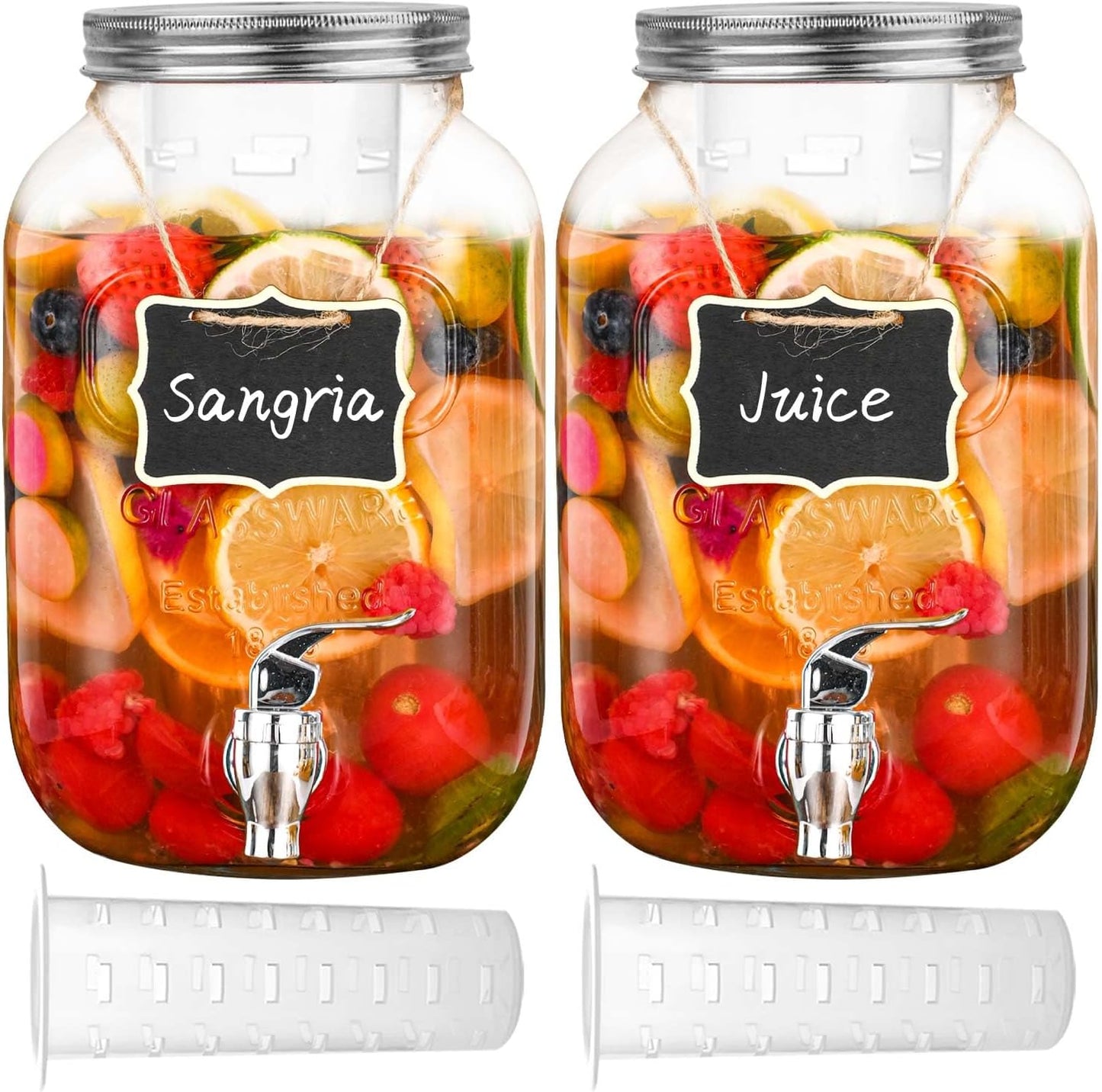 Eleganttime 1 Gallon Glass Drink Dispensers for Parties and More
