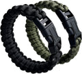 2 Pack Survival Paracord Bracelets 8.5 in - Tactical Braided Gear